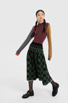 YANYAN KNITS Fall/Winter 2025: Wool plaid cropped sweater / mid-length skirt YYK-YYW25-1422-GW (Skirt: YYW25-2021)